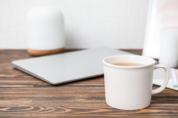 Cup of tea on office table