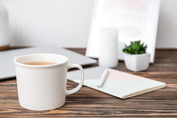 Cup of tea on office table