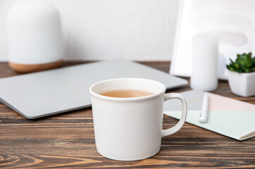 Cup of tea on office table