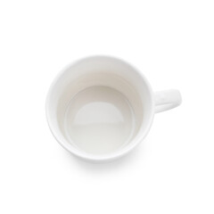 Empty cup on white background