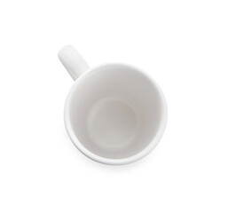 Empty cup on white background