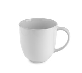 Empty cup on white background