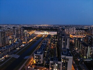 View of the evening city from above Saint-Petersburg