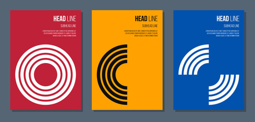 colorful brochure cover with black and white circle sectors. vector illustration