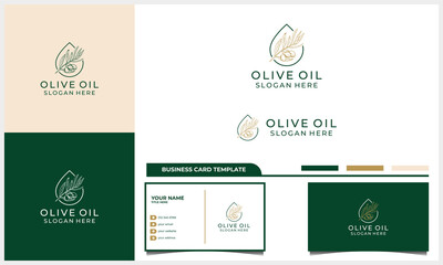 Hand drawn label of extra virgin olive oil logo with business card template