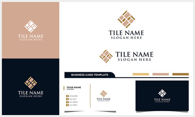 Wood parquet flooring vinyl hardwood granite tile logo with business card template