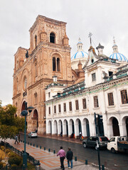Fototapeta premium San Sebastián church in the old town of Cuenca, Ecuador.
