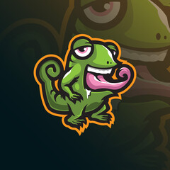 chameleon mascot logo design vector with modern illustration concept style for badge, emblem and t shirt printing. smart chameleon illustration.