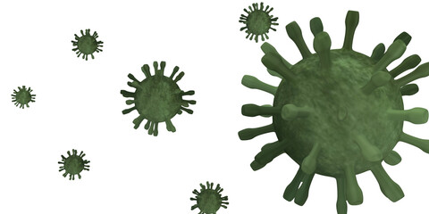 Illustration of Corona virus concept. Microscope virus close up. 3d rendering. Isolated White Background