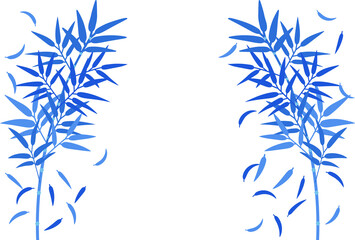 Naklejka premium アーチ状に生えている笹のイラスト 【左右対称】