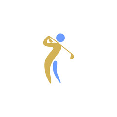 Fototapeta na wymiar Golf player Logo design vector template. Elite Luxury Gold Golf club Logotype concept icon.