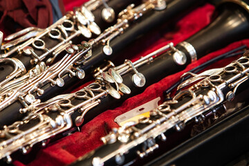 Obraz premium Fragment of clarinets close up