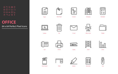 set of business thin line icons, work, job, office, workplace