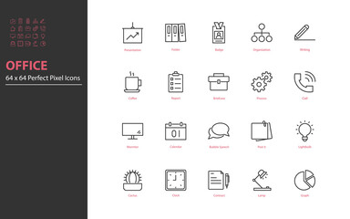 set of business thin line icons, work, job, office, workplace