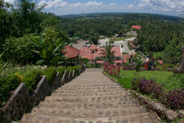 The massive statue of Jesus in Quezon, Philippines along with other religious icons telling the story of the crucifixion of Christ .Called "Kamay ni Hesus" or Hand of Jesus .