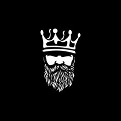 Bearded king with a crown on his head
