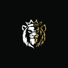 king lion head with crown vector