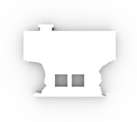 A house or two face profile view. Human head make silhouette of building. New home for family concept. 3D rendering
