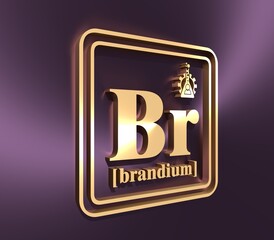 Business concept. Fictional brandium chemical element. Business chemistry. 3D rendering