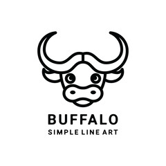 buffalo with line art style. Abstract emblems, design concepts, logos, logotype elements