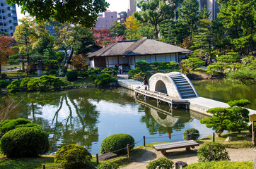 Fototapeta na wymiar Shukkeien Japanese style garden in Hiroshima , Japan