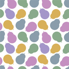 Vector seamless pattern with colorfull pears.Trendy fruits background.For fabrics,wallpapers,wrapping papers,textiles and others design projects.