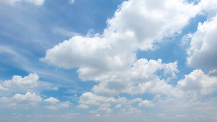blue sky background with tiny clouds. panorama white fluffy clouds in the blue sky.Beautiful vast blue sky with amazing cloud background.Wide sky panorama with scattered cumulus clouds.