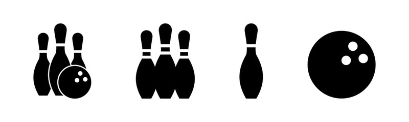 Fototapeta premium Bowling game Pin Icons set. Bowling icon, ball and pin