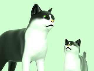 見つめあう猫の親子