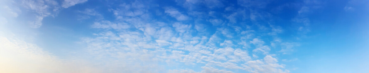 Panorama sky with cloud on a sunny day. Beautiful cirrus cloud.