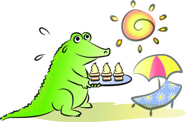 vector cartoon Crocodile summer