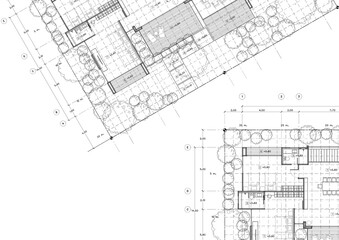 Fototapeta premium Write a blueprint architecture for building.