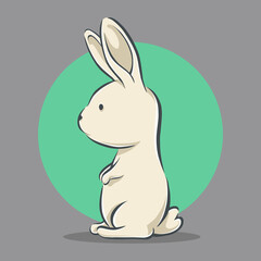 Cute rabbit standing cartoon icon illustration. flat cartoon style