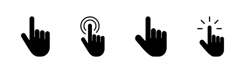 Hand cursor icons set. Hand click icon. Finger pointer isolated vector