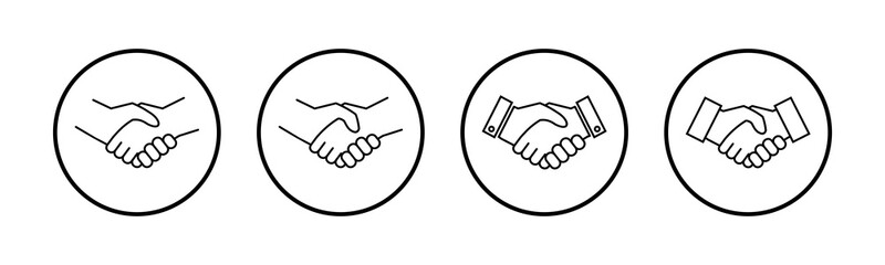 Handshake icons set. Business handshake. contract agreement. Trust icon vector. Deal. Done. partnership ic