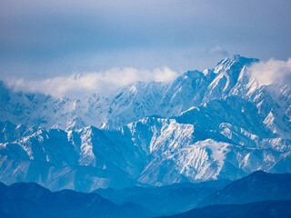 Fototapeta na wymiar Snow-covered peaks of Japanese Alps 3