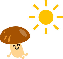 日光浴するシイタケのキャラクター