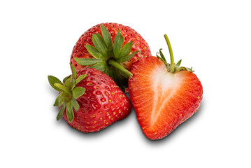 Ripe strawberry isolated on white background with clipping path.
