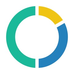 Fototapeta premium Pie chart icon vector graph diagram symbol for big data analytics reports and statistics information in a flat color illustration