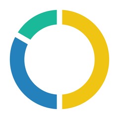 Fototapeta premium Pie chart icon vector graph diagram symbol for big data analytics reports and statistics information in a flat color illustration