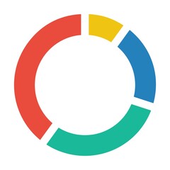 Pie chart icon vector graph diagram symbol for big data analytics reports and statistics information in a flat color illustration