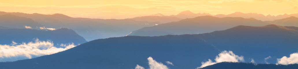 Dawn in the mountains, large panorama