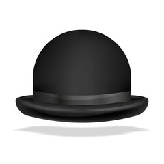 Vector bowler hat realistic isolated. 3D vector illustration isolated on white.