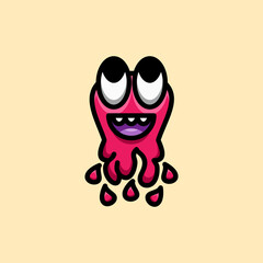 pink monster design with mascot cartoon style