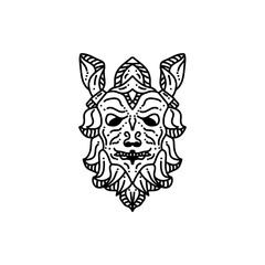 monster head design with line art style