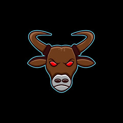 Face Cow design with mascot cartoon style