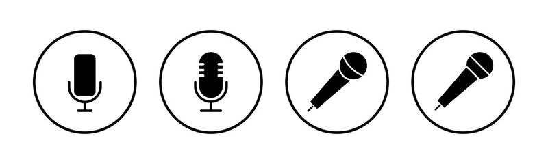 Microphone Icons set. Mic sign. Karaoke microphone icon. Broadcast mic sign - obrazy, fototapety, plakaty