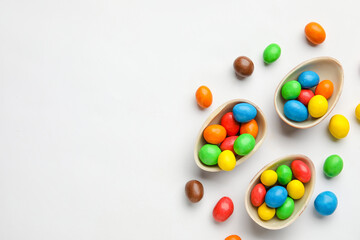Chocolate Easter eggs on white background