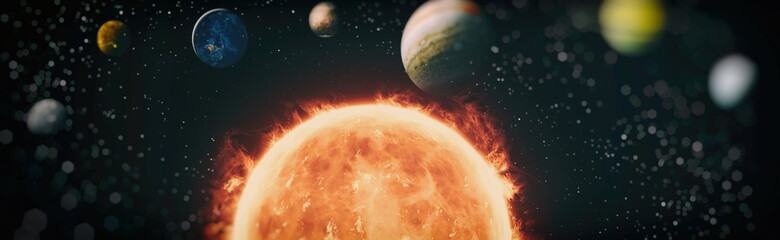 Sun, mercury, Venus, planet earth, Mars, Jupiter, Saturn, Uranus, Neptune. Solar system planet,...