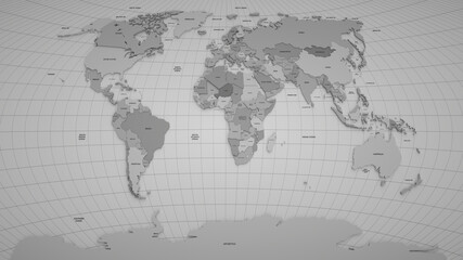 3D white world map atlas of our planet